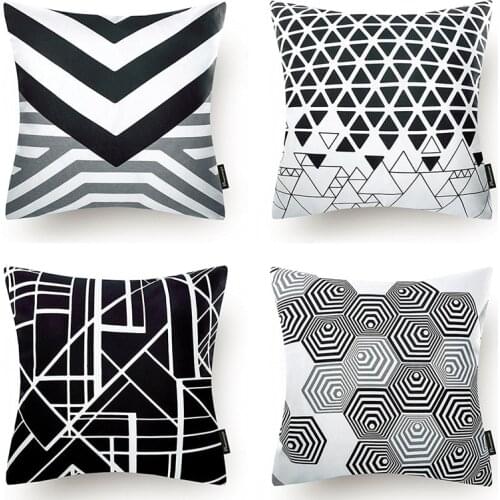45x45 Square Nordic Style Cushion Cover Geometric Pillow Cover Gray White Printed Pillowcase Home Decor Throw Pillow Case Plush