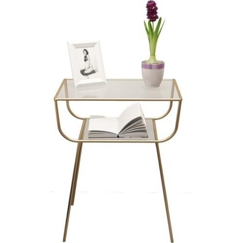 Small side a few corner table Simple wrought iron glass small coffee table sofa bedroom bedside bedside table