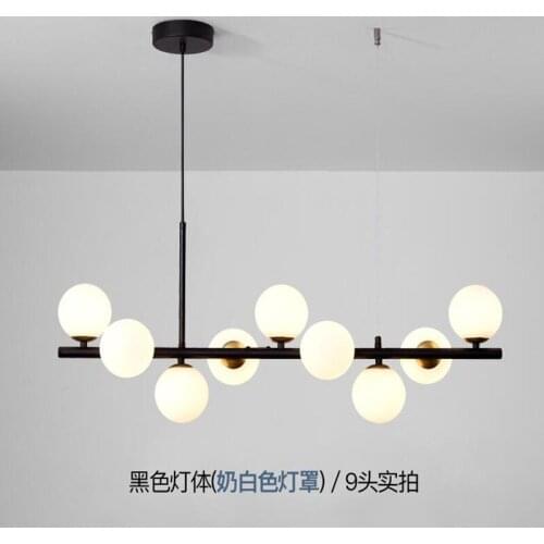 Nordic LED Chandelier for Kitchen Living Dining Room Hall 11 Heads Glass Ball Hanging Pendant Lamp Indoor Lighting Decor Fixture