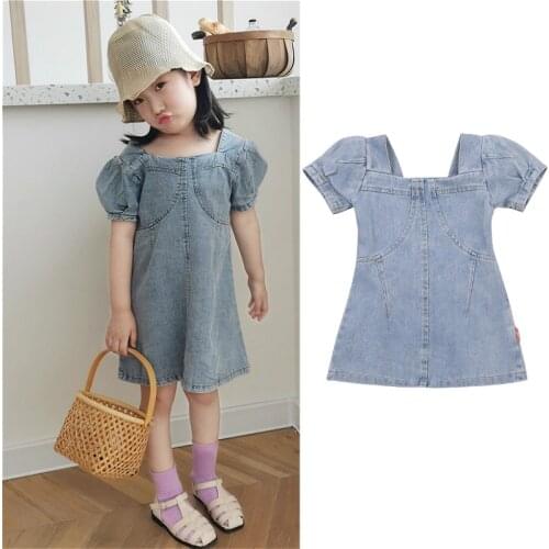 2020-12-09 Lioraitiin 0-5Years Toddler Baby Girl A-Line Dress Elegant Short Puff Sleeve Solid Color Loose Dress