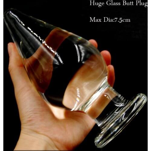 Size 16cm*7.5cm Super Big Anal Plug,Large Transparent Crystal Glass Butt Plug Anal Dildo,Huge Anal Sex Toys For Woman