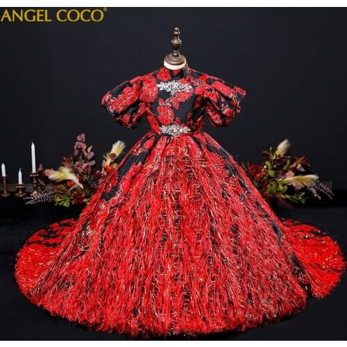 Luxury Teenage Girls Dress Pageant Dresses For Childrens Clothing Party Elegant Princess Baby Girls Kids Wedding Ceremony Dress