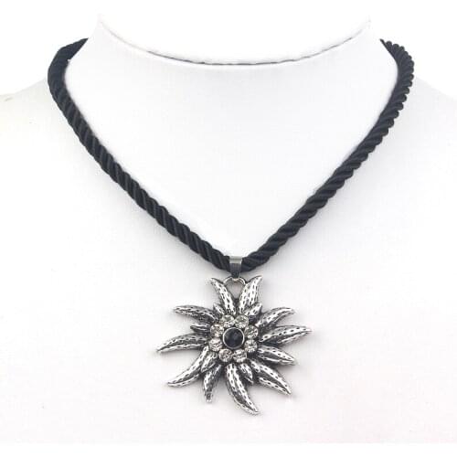 Sehuoran Fashion Choker Necklace Crystal Vintage Ketting Choker Necklace Flower Pendants Jewelry