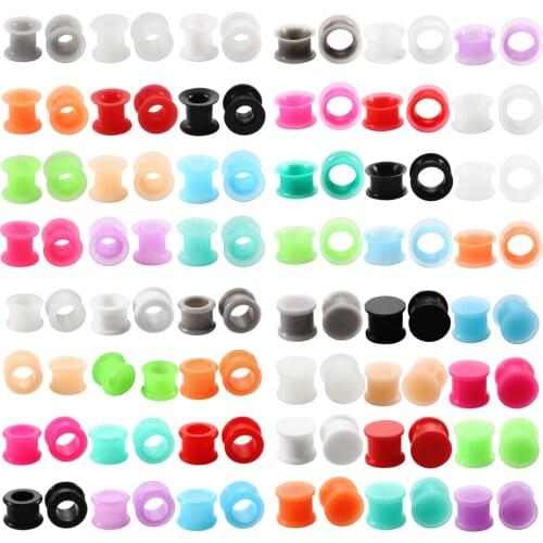 24pcs/lot Silicone Ear Plugs and Tunnels Ear Gauge Plug Ear Tunnel Earrings Lobe Ear Stretcher Expanders Body Jewelry Piercings