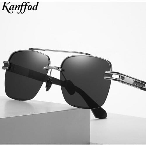 Kanffod 2021 Brand New Design Sunglasses for Men Polarized Rimless Gradient Sun Glasses Women Men Square Retro Eyewear Okulary