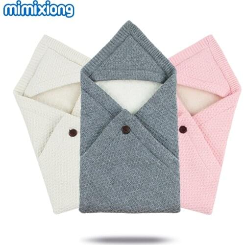Baby Sleeping Bags Stroller Winter Warm Knitted Infant Swaddle Wrap 0-6M Newborns Bebes Stroller Bedding Envelop Kids Sleep Sack