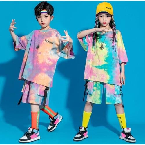 Tie-dye Rave Clothing Dancer Outfit Cheerleaer Uniform Hip Hop Dancewear Designer Clothes Festival Outfit Stage Costume DL7981