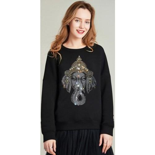 Hoodie Diamond stone Women Long Sleeve Rhinestones Pullover Hoodie Sweatshirt Women oversized hoodie