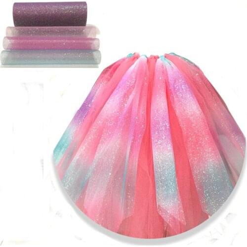 10yard 15cm Glitter Rainbow Tulle Roll Organza Fabric Spool Craft Tutu Skirt Birthday Wedding Decor DIY Party Supplies
