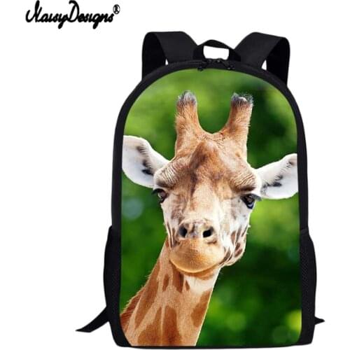 NOISYDESIGNS 2021 Cute Giraffe 3D Print Girls Daily Backpack Women Casual Rucksack Children Boys Girls Travel Daypacks Mochila