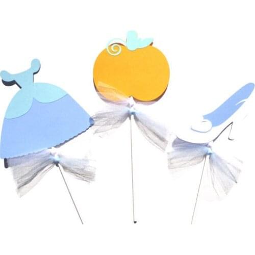Cinderella Princess Cupcake Toppers with ribbons wedding girls birthday bridal baby shower Party food picks