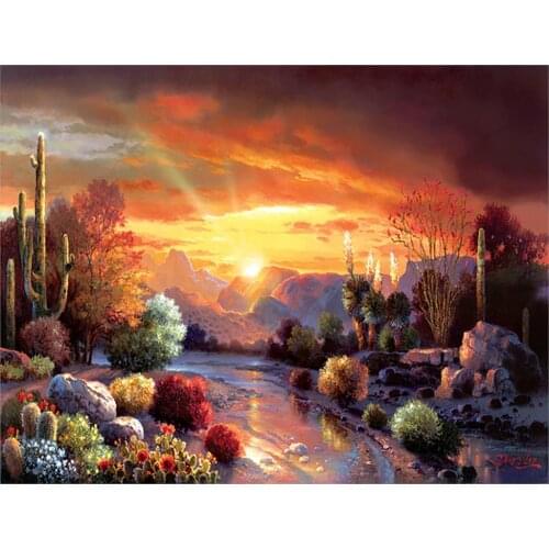 MM 14/16/18/28 CROSS STITCH Full Round Drill 5D DIY Diamond Painting " L4500 Landscape Sunset" 3D Embroidery Cross Stitch
