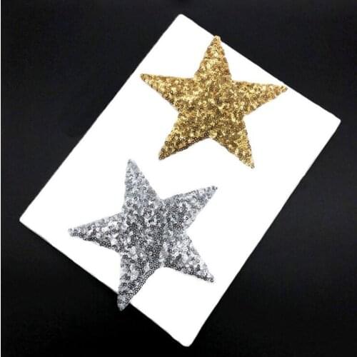 20pcs Star Iron On Sequined Patches Heat Transfer Glitter Patch For Clothing Dress Garment Jean Jacket Patchwork Appliques Badge