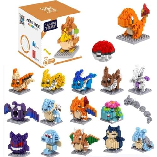 20 styles Pokemons blocks Funny joy children Pikachu diamond particle blocks puzzle toy