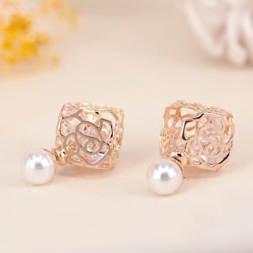 2017 hot sale gold sliver square crystal Artificial inlay stud earrings fashion jewelry earrings for women