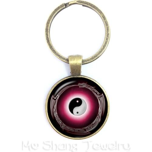 25mm Classic Handmade Keychains Yin-yang Skulls Wicca Gifts Cabochon Witchcraft High Quality Keyring Jewelry For Men Women