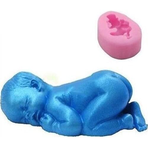 3D Sleeping Baby Soap Wax Crayon Mold Birthday Cake Dessert Decorating Tool Fondant Chocolate Biscuit Silicone Mould