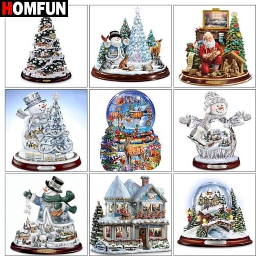 HOMFUN Diy 5d Diamond Painting "Christmas tree snowman" Cross Stitch Square Round Diamond Embroidery Handwork Rhinestone Art