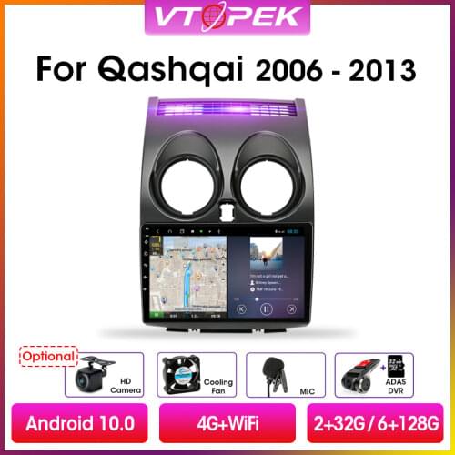 Vtopek 9" 4G+WiFi DSP 2din Android Car Radio Multimedia Video Player Navigation GPS For Nissan Qashqai 1 J10 2006-2013 Head Unit