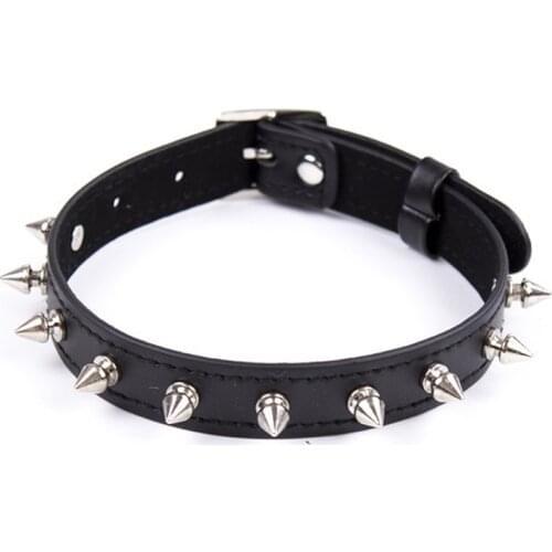 BDSM Sexy ring Collar punk Buckle Rivet Spiked Leather Tie neck Leash harness Bondage Sex Toys For Posture slave Erotic toys