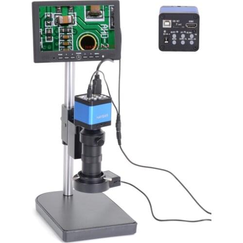 37MP 1080P 2K HDMI USB C-Mount Electronic Industry Microscope Camera Digital Magnifier 100X Zoom Lens 7" Screenfor PCB Soldering