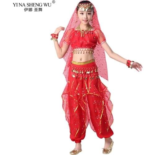 Kids Belly Dance Costumes Set Oriental Dance Girls Belly Dancing India Belly Dance Performance Stage Clothes Dancing Pant Suit