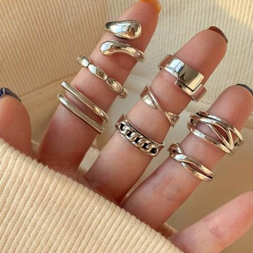 European and American Combination Index Finger Rings Female Light Luxury Niche Ins Style Cold Wind Bungee Ring for Girls Gifts