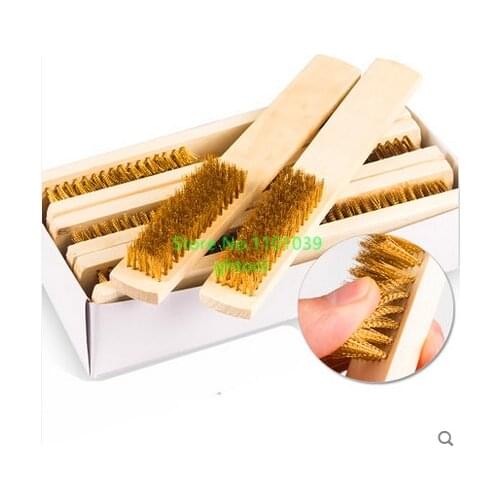 Jewelry Making Tools Derusting Cleaning Brushes Household Cleaning Tools Wooden Handle Brass Wire Brush 12pcs/lot ghtool
