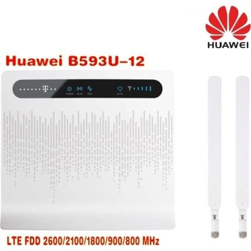 Lot of 1-100 pcs Huawei B593u-12 4G LTE Wireless CPE Router Gateway 100Mbps WiFi Hotspot SIM Card+2pcs antenna
