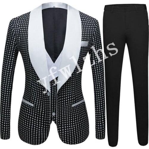 Handsome One Button Groomsmen Shawl Lapel Groom Tuxedos Wedding Dress Men Suits Blazer Prom Dinner (Jacket+Pants+Tie+Vest) A913