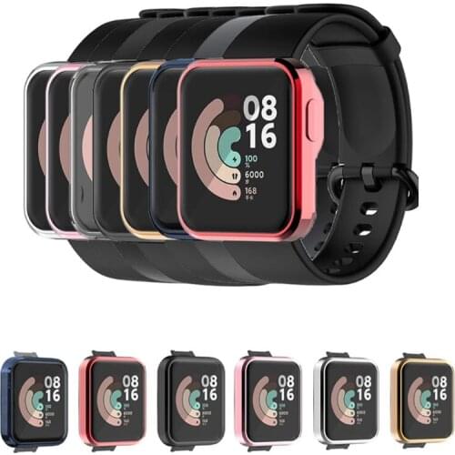 TPU Soft Full LCD Screen Glass Protector Case Shell Edge Frame For Xiaomi Mi Watch Lite Band Protective Bumper Cover Protection