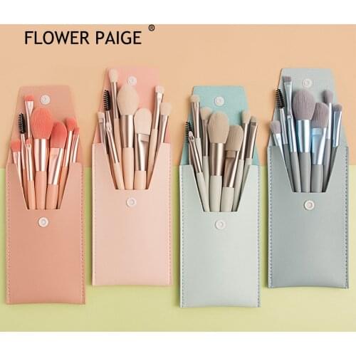 Mini Travel Soft Makeup Brushes FLOWER PAIGE 8Pcs Set Eye Shadow Foundation Powder Eyelash Lip Concealer Blush Make Up Brush Set