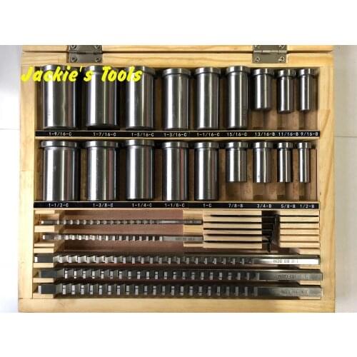 30pcs Keyway Broach Set 5pcs Broaches 1/2''-1-1/2'' + 18pcs Bushings + 7 Shims Top Quality