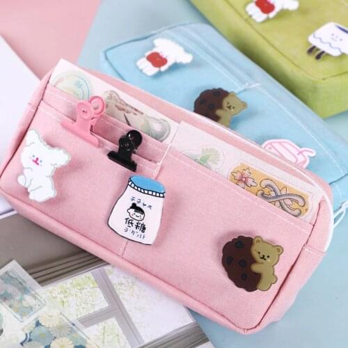 New Kawaii Pencil Case Ins Large-capacity Oxford Cloth Pencil Case Student Cute Storage Pencil Bag