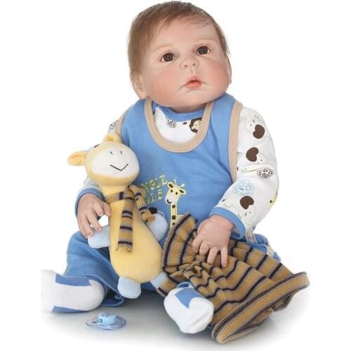 NPK cameron reborn baby 23" full silicone reborn baby dolls real awake newborn boy toys for child bebe reborn menino