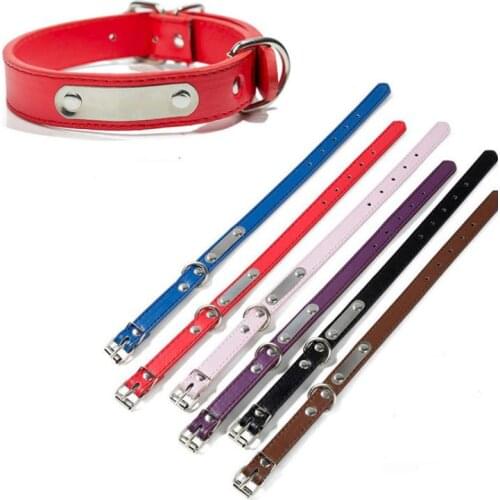 100pcs Personalized Engraved Dog Collar Custom Leather Puppy Cat Pet Collars ID Tag For For Small Medium Dogs Free Shipping SN48