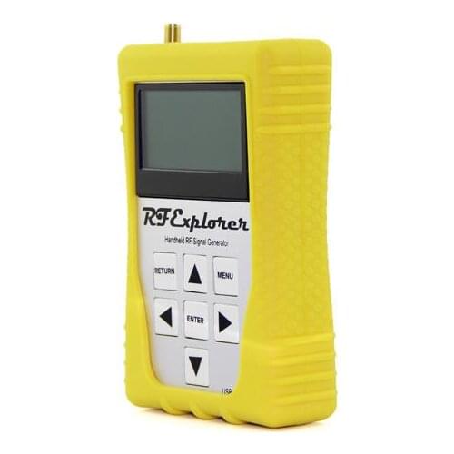 RF Explorer 6G Combo Handheld Digital Spectrum Analyzer Plus an RFEMWSUB3G Expansion Module109990063 with Yellow Rubber Case