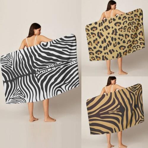 Leopard Tiger Pattern Printed Rectangular Beach Towel Microfiber Summer Swimming Picnic Mat Tapestry Travel Blanket