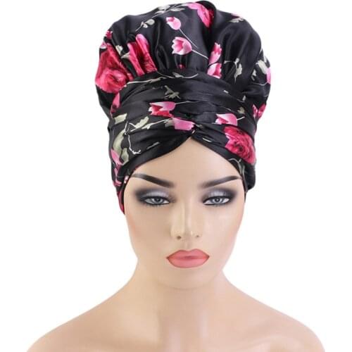 Printed Satin Muslim Hijab Cap Bonnet Women Turban Female India Hat Beanies Hair Cover Wrap Hair Loss Hat Bandanas Arab Fashion