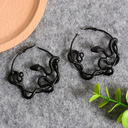 NEW Cool Punk Antique Animal Black Snake Earrings Crazy Twining Snake Hoop Earrings Personality Statement Earrings Party Jewelry