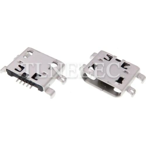10pcs Mini USB Famale Plug Connector with Shrapnel 5-pin Type B Flat Edge Port Receptacle 0.8mm Micro Interface Adaptor