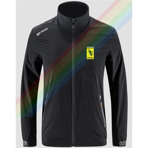 Vespa Yellow Bee Logo Slim Sport Jacket Mens Street Windbreaker Zipper Thin Jacket Mens Casual Front Printing Jacket