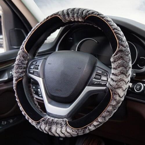 Universal Car Steering Wheel Cover Winter Keep Warm Non-Slip 38cm Footprint Plush Vehicle Automobile Circle Steering Wheel Wrap