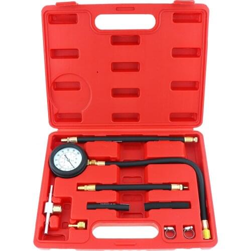 Universal 0~100 PSI/ 0~7 Bar Replaceable Compression Fuel Injection Pressure Auto Diagnostic Tester Tools Kit for Cars Trucks