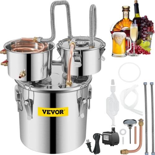 VEVOR 12/21/38L DIY Moonshine Still Alcohol Distiller Copper With Circulating Pump Water Wine Brandy Essential Oil Brewing Kit