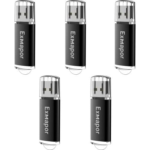 Exmapor 8GB 16GB Jump Drive External Drives USB Flash Drive 32 GB X 5 Bulk Memory Stick, 4GB Thumb Drive Pen Drive Pack 5 Black