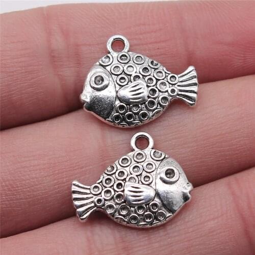 WYSIWYG 3pcs/lot Tropical Fish Charms Pendant Diy Metal Jewelry Making Antique Silver Color 16x20mm