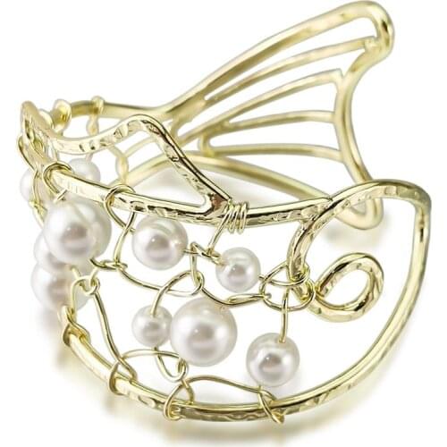 Vintage Fish Shape Cuff Bracelets Bangle Imitation Pearl Bracelet For Women Statement Fashion Party Jewelry Animal 2011 UKMOC