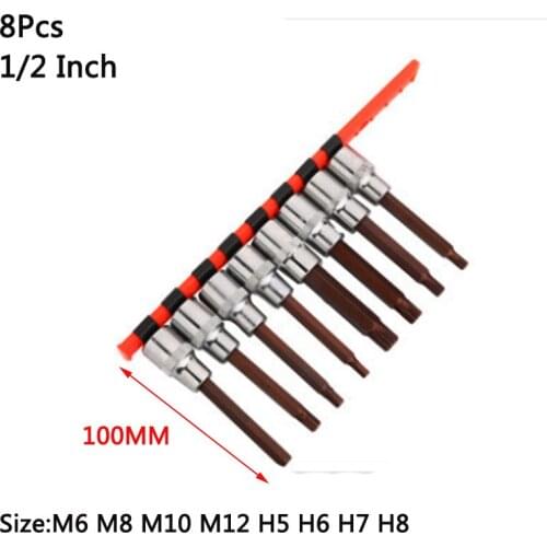 1/4 3/8 1/2 Square Drive Torx Star Impact Socket Bit Hex PH2 Bits Adapter Allen Key for Ratchet Socket Wrench Socket Rack Holder