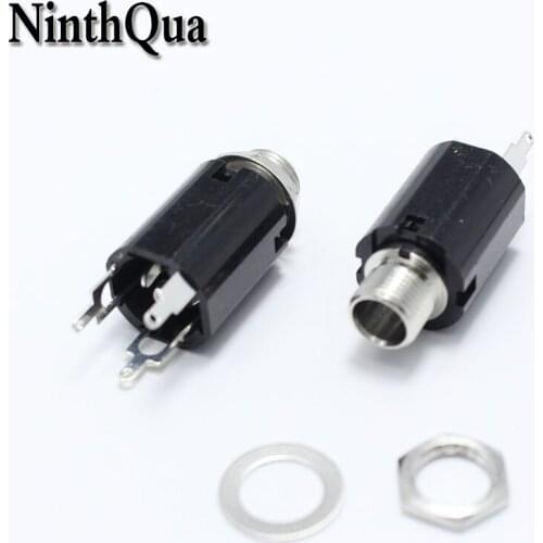 2pcs Audio Jack Guitar PJ-612 6.35mm 3Pin Metal Dual-way Video socket